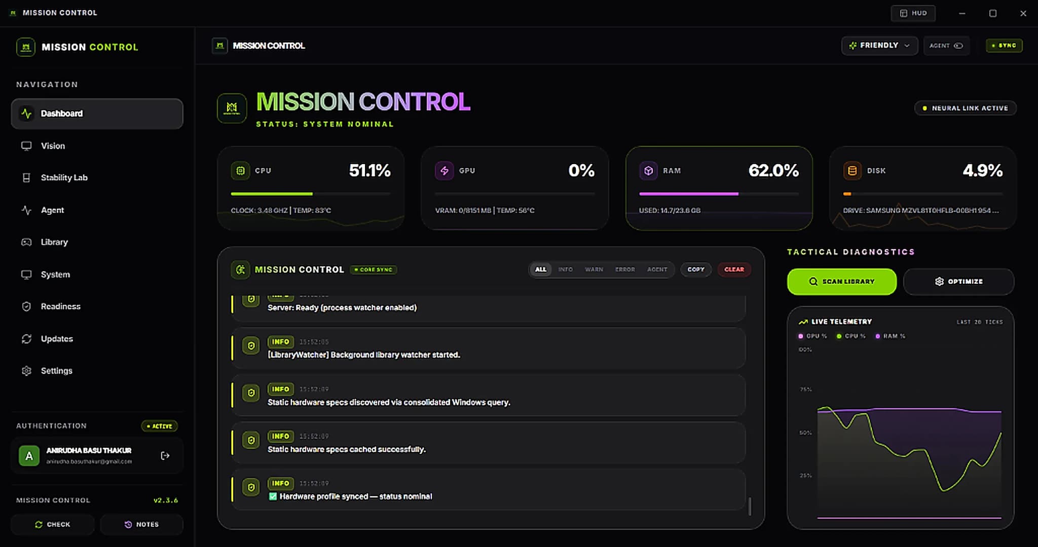 Mission Control Tactical Interface
